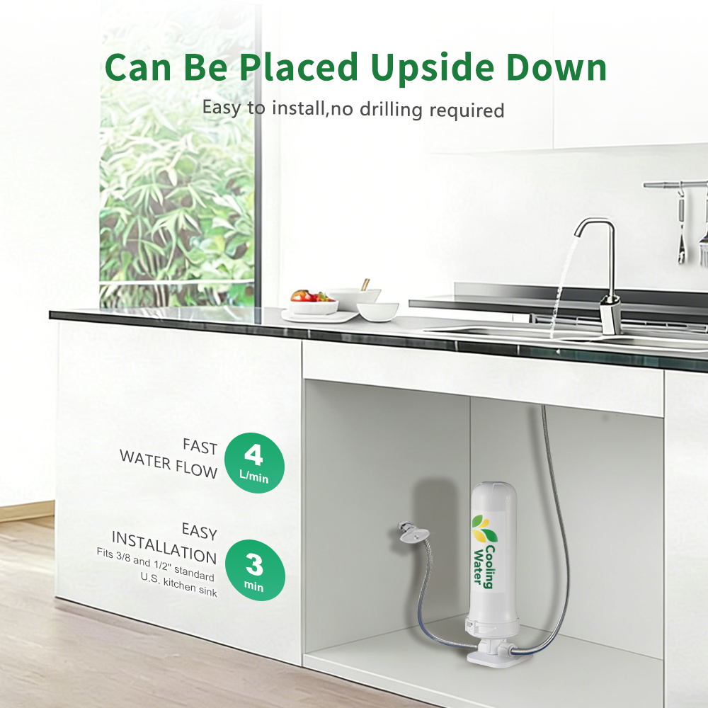 Cooling Water CW-CF Under-Sink 5 in 1 filter, No Drilling Required, Environmentally friendly filter Reduces Lead, Chlorine, Bad Taste & Odor,Fluoride,NSF/ANSI 42 Certified